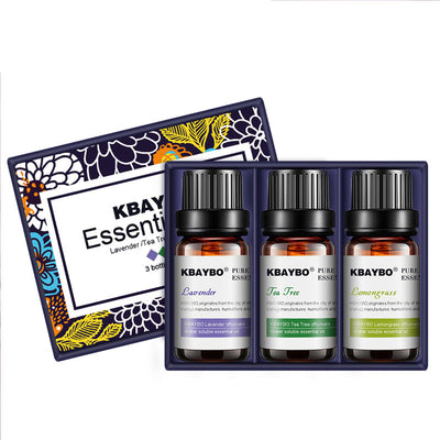 KBAYBO 3-bottle water-soluble essential oil set with Lavender, Tea Tree, and Lemongrass scents in amber bottles. - Image 3