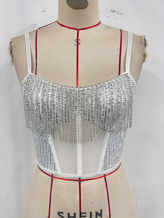 Top Deportivo Patchwork con Cadena Diamante y Cierre - Image 7