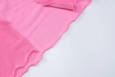 Top Halter Mesh Rosa Sexy con Detalles de Costura en el Pecho - Image 16