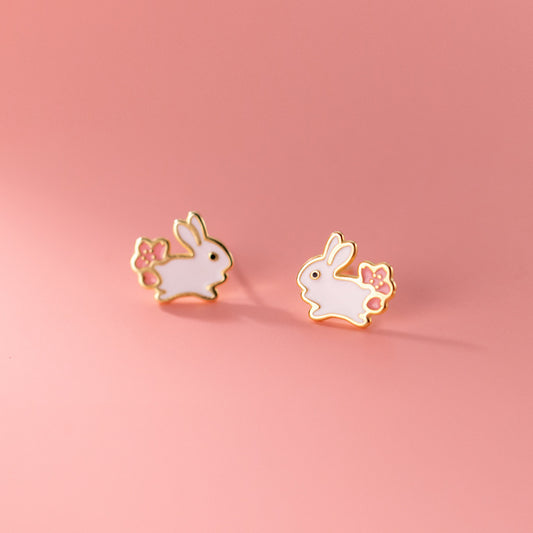 Aretes de Corazón Blanco Conejo Dulce - Diseño Femenino Tierno - Image 2