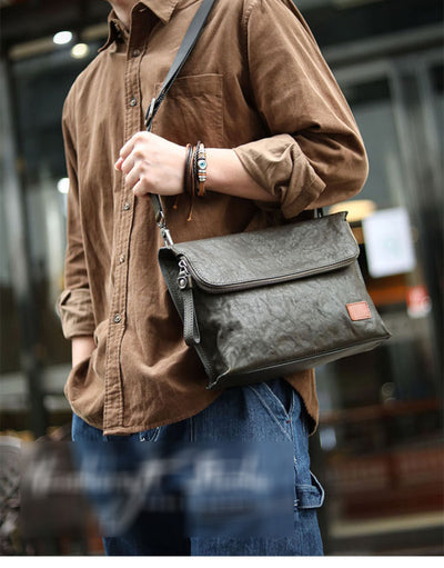 Bolsa de Cuero para Hombre Bandolera Un Hombro Piel Vacuna Suave - Image 23