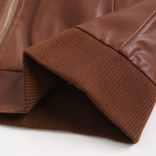 Chaqueta de Cuero para Hombre Slim Fit con Cuello de Pie y Cierre de Cremallera - Image 10