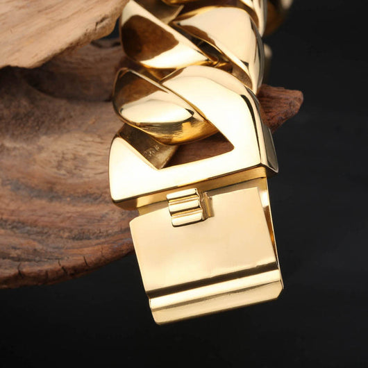 Pulsera de Acero Titanio Chapada en Oro para Hombre - Diseño Texturizado y Elegante - Image 2