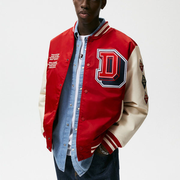 Chamarra Aviador con Cuello de Béisbol y Bordados Fashion