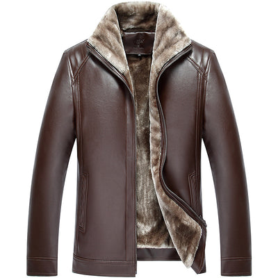 Chaqueta de Cuero Grueso Casual para Hombre con Forro de Algodón - Image 10