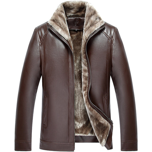 Chaqueta de Cuero Grueso Casual para Hombre con Forro de Algodón - Image 10