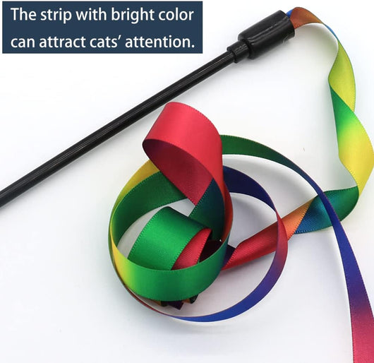 Varita Interactiva Arcoíris para Gatos - Juguete Teaser con Cintas de Colores - Image 3