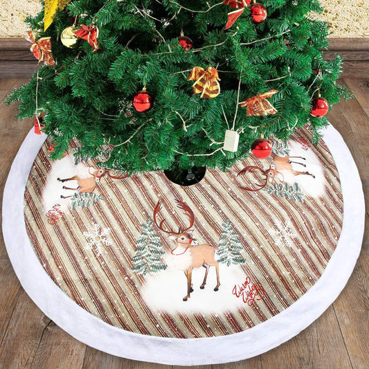 Falda Protectora para Base de Árbol Navideño 98cm - Diseño Papá Noel Franela - Image 2