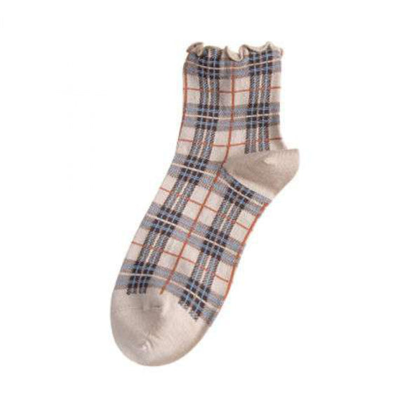Calcetines de encaje para mujer con patrón de cuadros