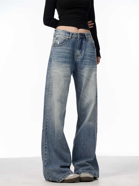 Jeans Vintage Rotos de Cintura Alta para Mujer - Azul Clásico - Image 2