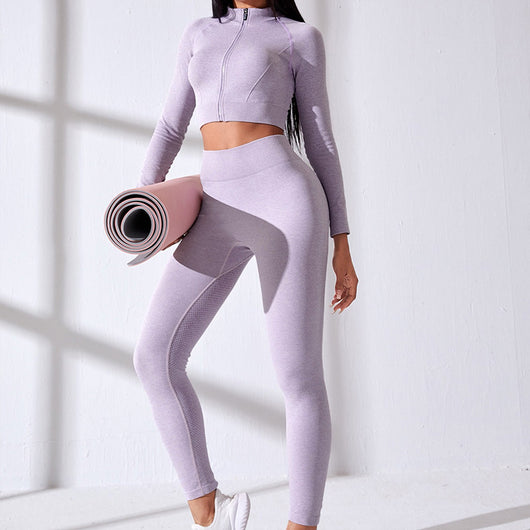 Conjunto de Yoga Mujer con Cierre, Manga Larga y Cintura Alta - Image 6