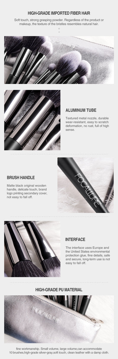 Set de 10 Brochas de Maquillaje Profesional para Principiantes - Image 3