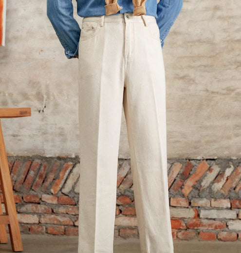 Jeans Rectos de Algodón Británico Estilo Old Money - Corte Bootcut Clásico