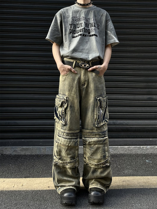 Pantalón Vaquero Retro Tipo Workwear con Bolsillos y Pierna Ancha - Image 14