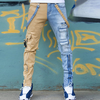Pantalones Vaqueros Color Block Slim Fit - Diseño Moderno para Hombre - Image 2