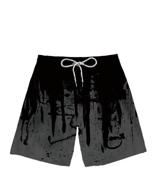 Pantalones de Playa para Hombre con Estampado de Salpicadura de Tinta Digital Blanco y Negro - Image 7