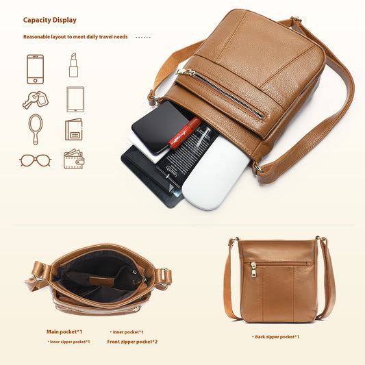 Bolso Mensajero de Cuero Genuino Primera Capa para Mamás Modernas - Image 2