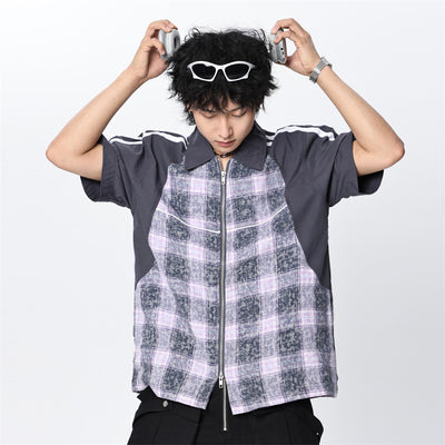 Camisa de Cuadros Bicolor Manga Corta para Hombre