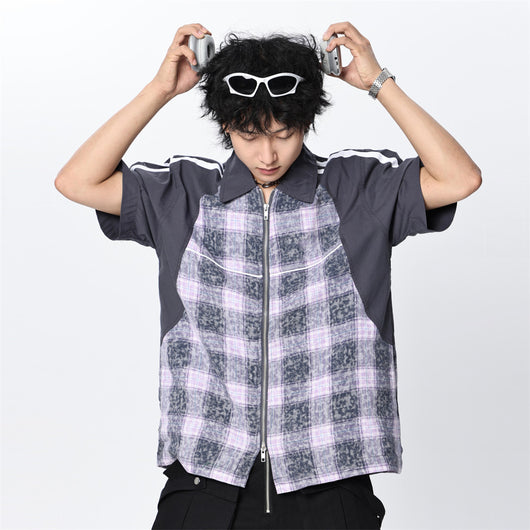 Camisa de Cuadros Bicolor Manga Corta para Hombre