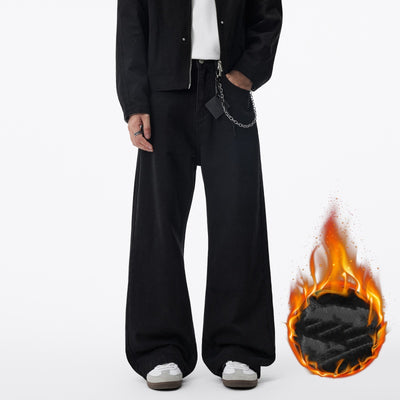 Jeans Negros Rectos con Forro Polar - Estilo Americano Casual para Otoño e Invierno - Image 11