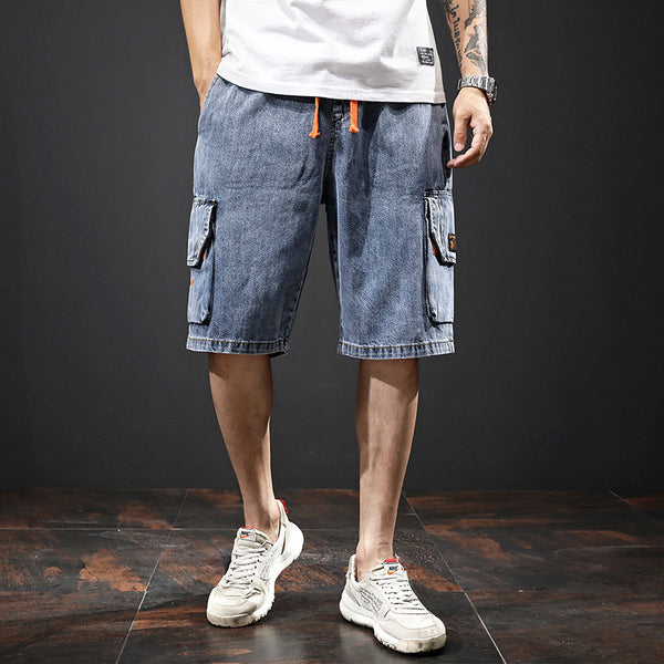 Pantalones Capri Elásticos Bordados con Múltiples Bolsillos