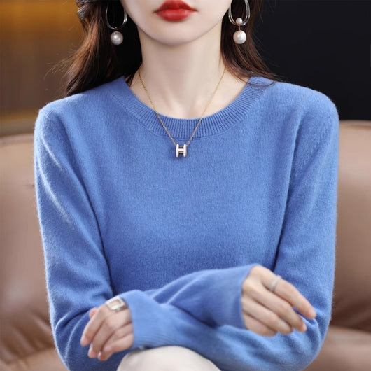 Suéter de Lana Pura Cuello Redondo Mujer - Diseño Holgado Otoño Invierno - Image 12