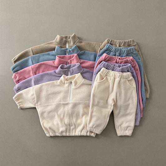 Traje Deportivo Infantil de Cuello Alto Reversible en Terciopelo