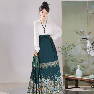 Conjunto Elegante Camisa y Falda Cuello Cruzado Multiuso - Image 7