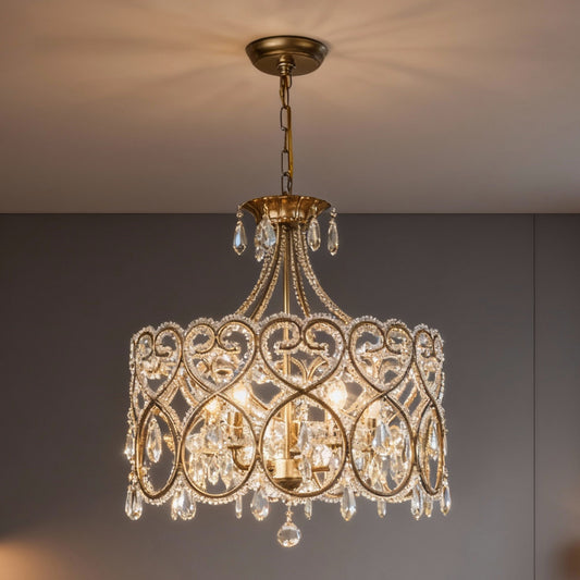Lámpara de Araña de Cristal Envejecido - Lujo Francés para Sala de Estar