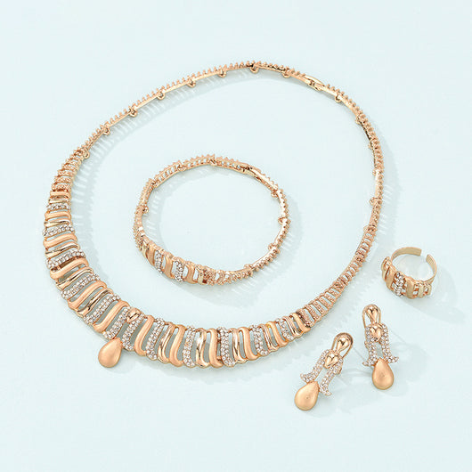 Juego de Collar y Aretes de Aleación Elegante - Conjunto de 4 Piezas - Image 6