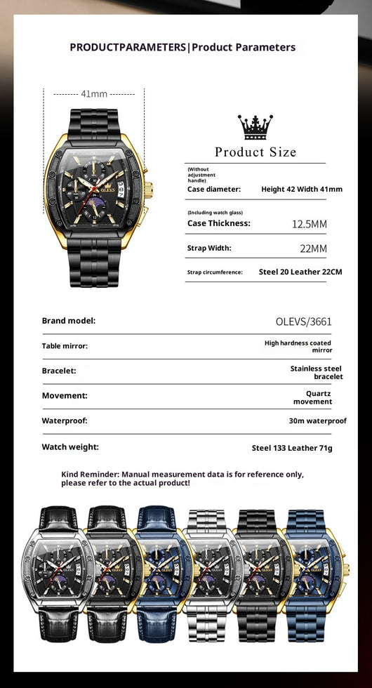 Reloj de Hombre con Correa de Acero y Esfera Luminosa - Image 8