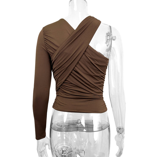 Blusa Base Asimétrica de Manga Larga para Mujer - Image 20