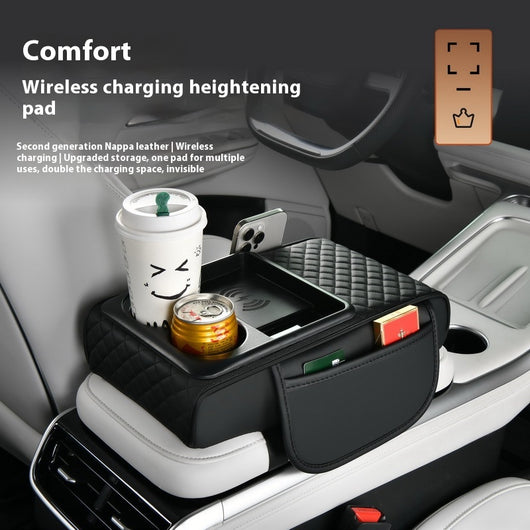 Caja Organizadora para Auto con Carga Inalámbrica Rápida y Soporte para Bebidas