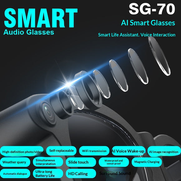 Gafas Inteligentes SG70 con Asistente de Voz y Traducción en Tiempo Real