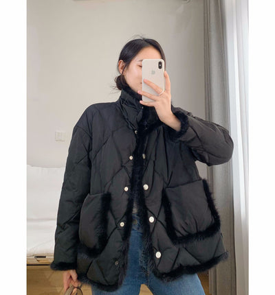 Chaqueta Corta Mujer con Plumón de Pato y Detalles de Visón - Image 3