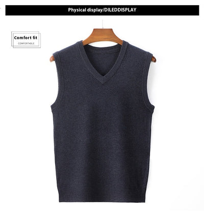 Suéter Casual V-Neck Liso para Hombre - Primavera y Otoño - Image 26