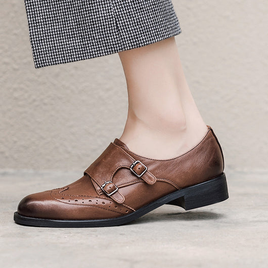 Zapatos de Cuero Estilo Brogue Clásico Retro para Mujer - Image 13