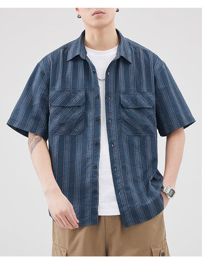 Camisa de Verano Seersucker a Rayas para Hombre - Image 10
