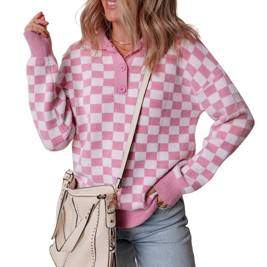 Blusa Cuadros Escoceses con Tres Botones - Camisa Suelta y Versátil para Mujer - Image 5