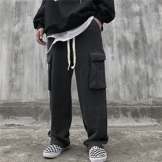 Pantalones de Buzo Tejidos Holgados con Bolsillos Grandes para Hombre - Image 19