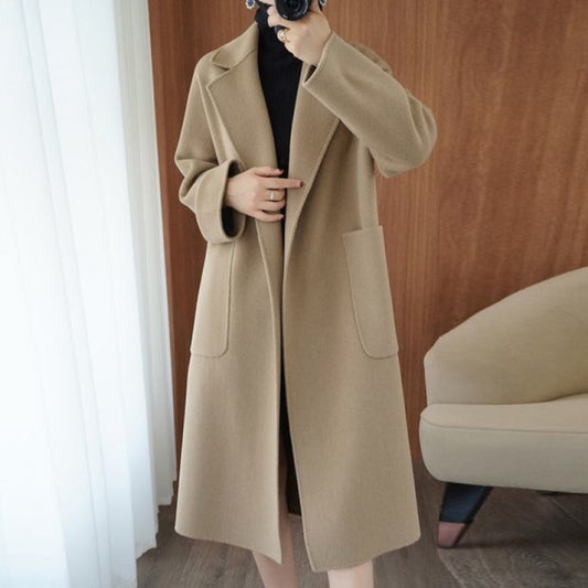 Blazer Clásico Cuello Reforzado Corte Holgado Estilo Hepburn