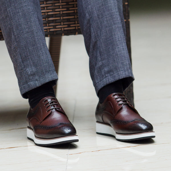 Zapatos Derby Tejidos Punta Fina - Calzado Casual de Cuero para Hombre