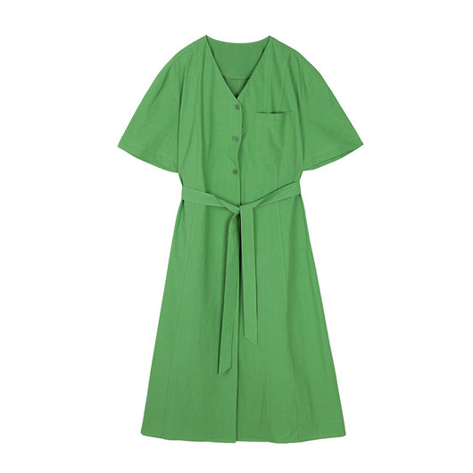 Vestido Camisero Mujer Cintura Alta con Cinturón - Elegancia Casual - Image 3