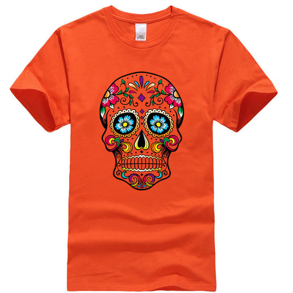 Camiseta Casual Estampado Calavera Manga Corta