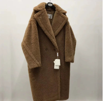 Abrigo Largo de Alpaca y Lana Rosa para Mujer - Image 18