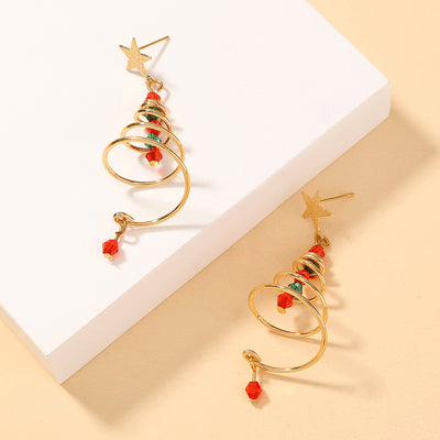 Aretes Navideños Espiral Árbol de Navidad con Estrella - Image 10