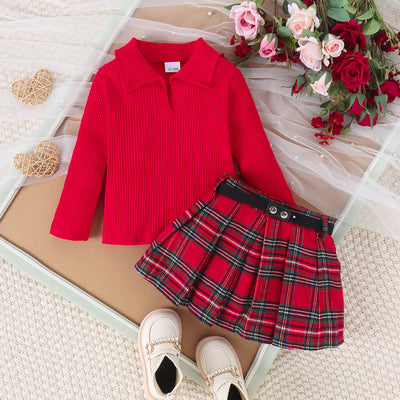 Conjunto Elegante de Otoño e Invierno para Niñas con Falda Plisada de Manga Larga - Image 17