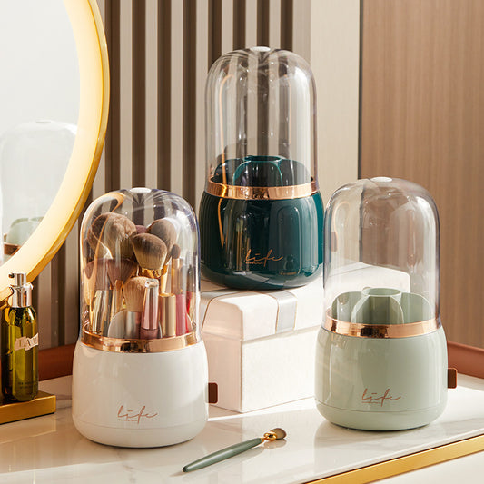 Organizador de Maquillaje Giratorio Antipolvo con Lápiz de Cejas y Labial