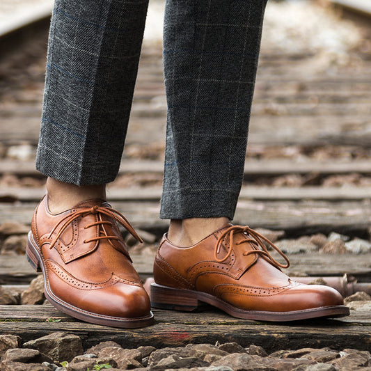 Zapatos Derby Vintage de Cuero para Hombre Carved