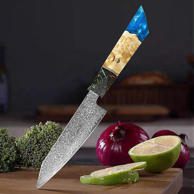 Cuchillo de Chef Damasco con Mango de Madera y Resina Shadow - Image 11